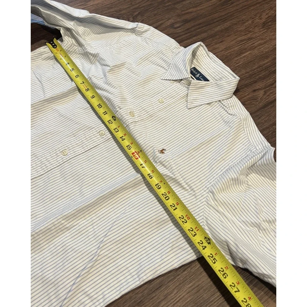 Polo Ralph Lauren Classic Fit Striped Oxford Shirt Color Shamrock White 16 1/2